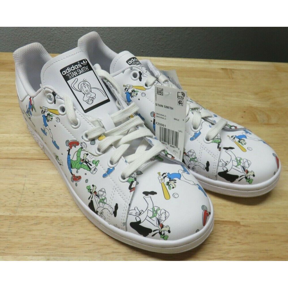 adidas Originals Stan Smith Disney Goofy White Men Classic Casual  FZ0061 Sz 9.5